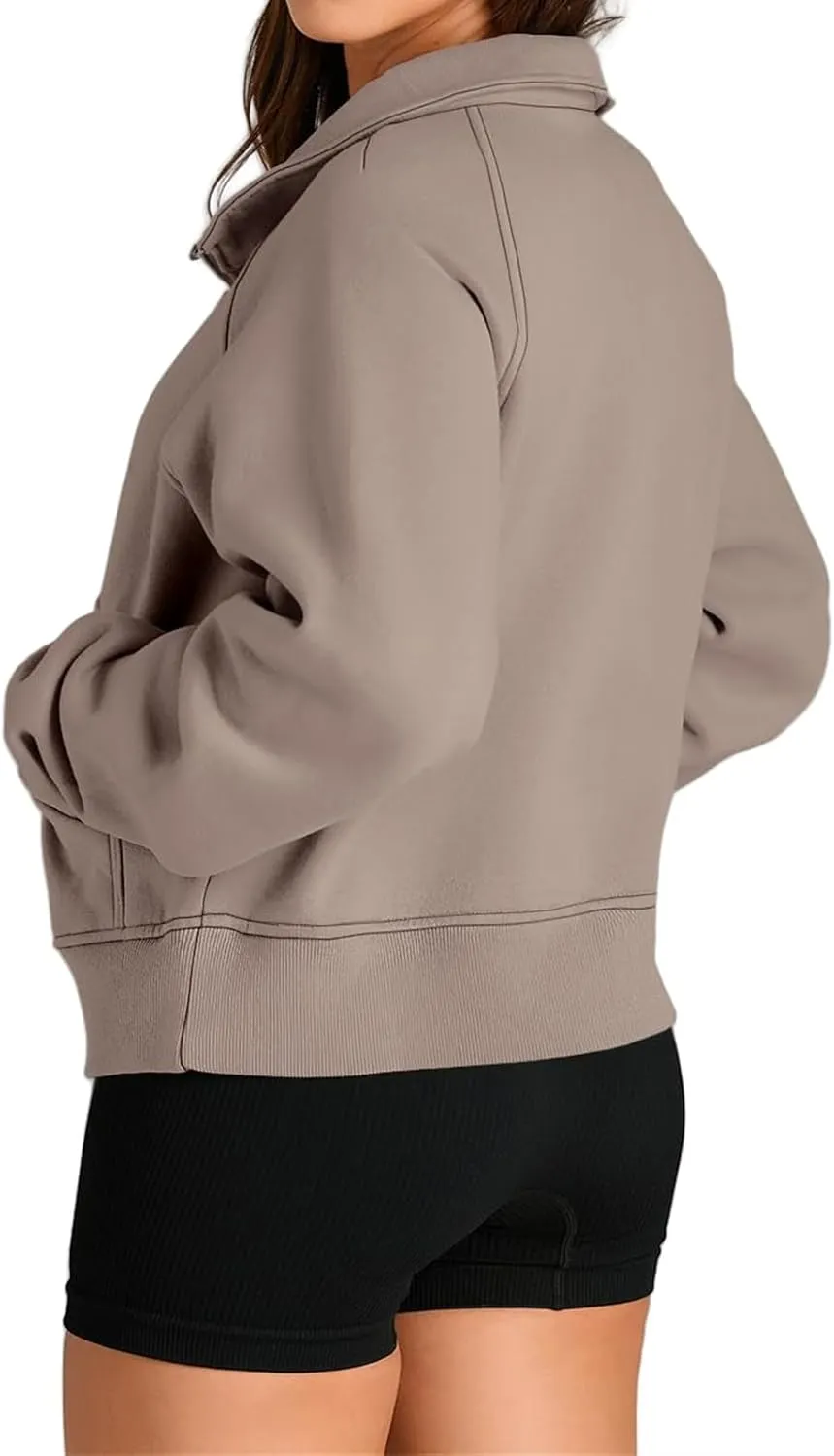Womens Sweatshirt Half Zip Pullover Fleece Hoodie Quarter Zipper Cropped Sweatshirt Fall Outfits Clothes Thumb Hole