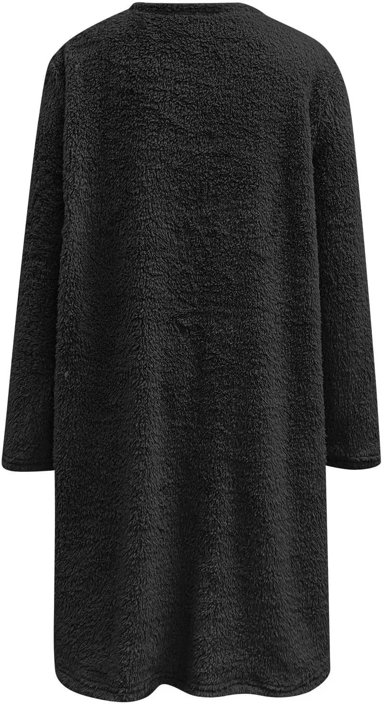 Women's Sweatshirts Fuzzy Fleece hoodie Crew Neck Long Sleeve Sherpa Pullover Tops Warm Soft Winter Fall Blouse