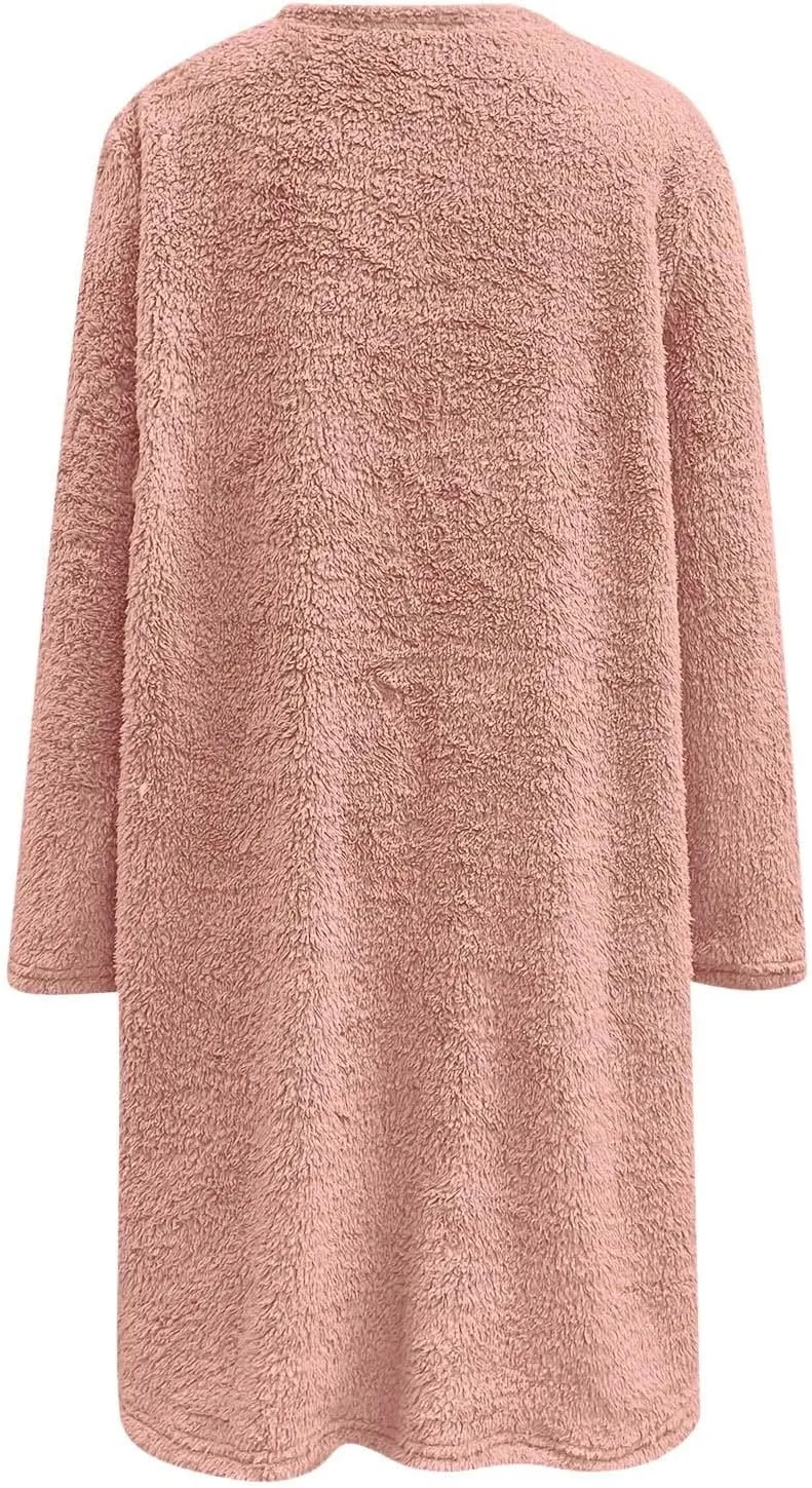 Women's Sweatshirts Fuzzy Fleece hoodie Crew Neck Long Sleeve Sherpa Pullover Tops Warm Soft Winter Fall Blouse