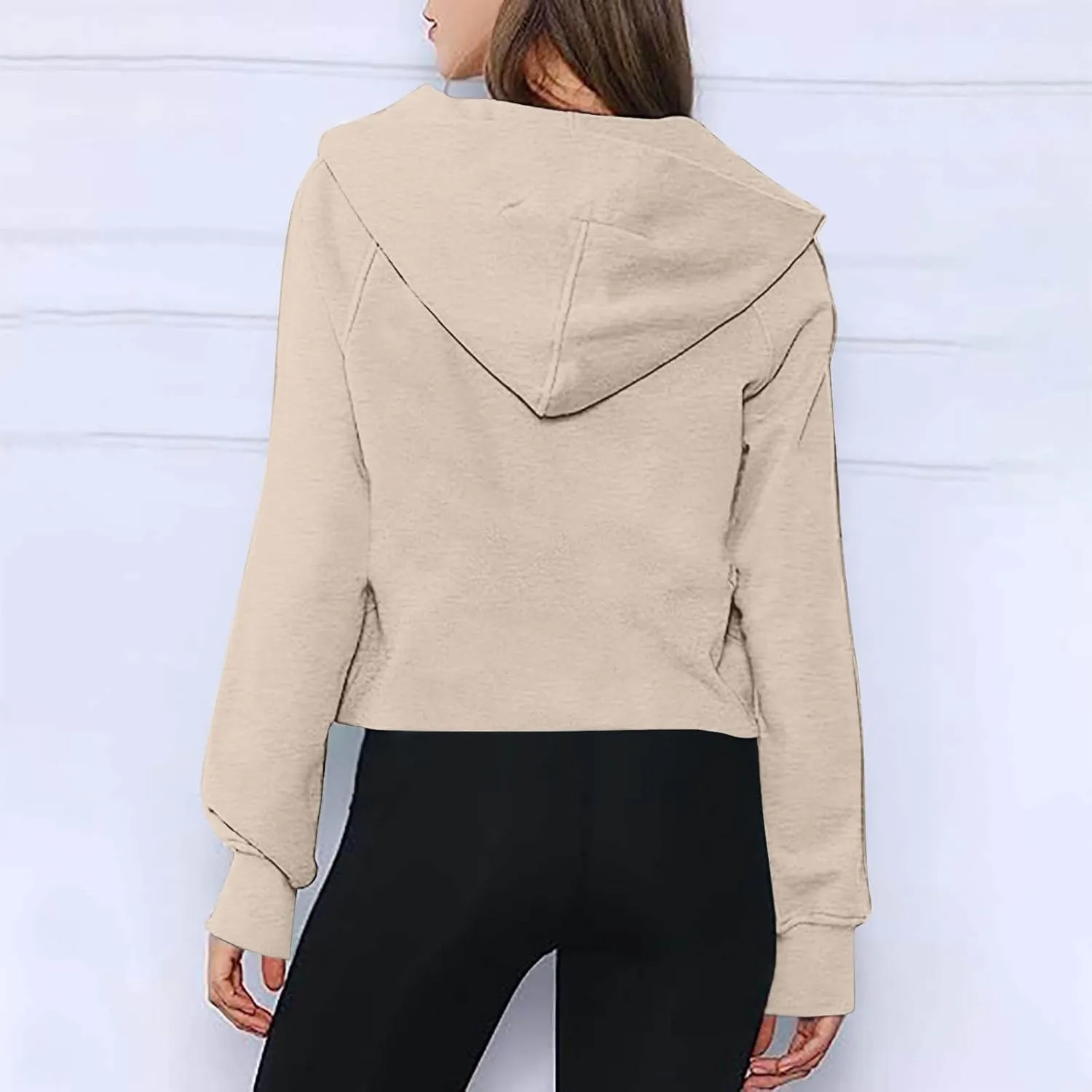 Womens Sweatshirts Half Zip Cropped Pullover Fleece Quarter Zipper Hoodies Fall Fashion Outfits With Pocket