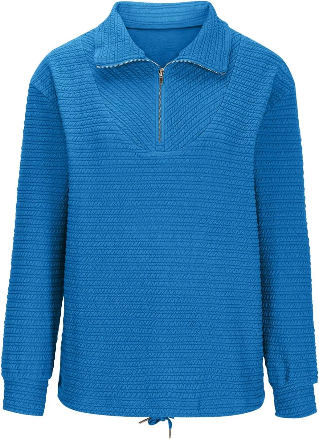 Womens Sweatshirts Half Zip Long Sleeve Sweater Fashion Waffle Plain Warm Tops Fall Trendy Fleece Pullover Top 2024