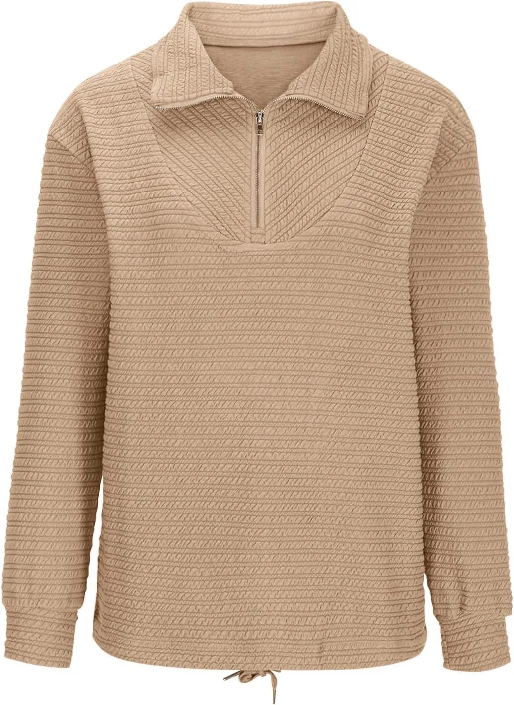 Womens Sweatshirts Half Zip Long Sleeve Sweater Fashion Waffle Plain Warm Tops Fall Trendy Fleece Pullover Top 2024