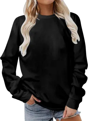 Womens Sweatshirts Long Sleeve Crew Neck Pullover Sweatshirt Casual Outfits Fall Clothes Loose Trendy Shirt 2025