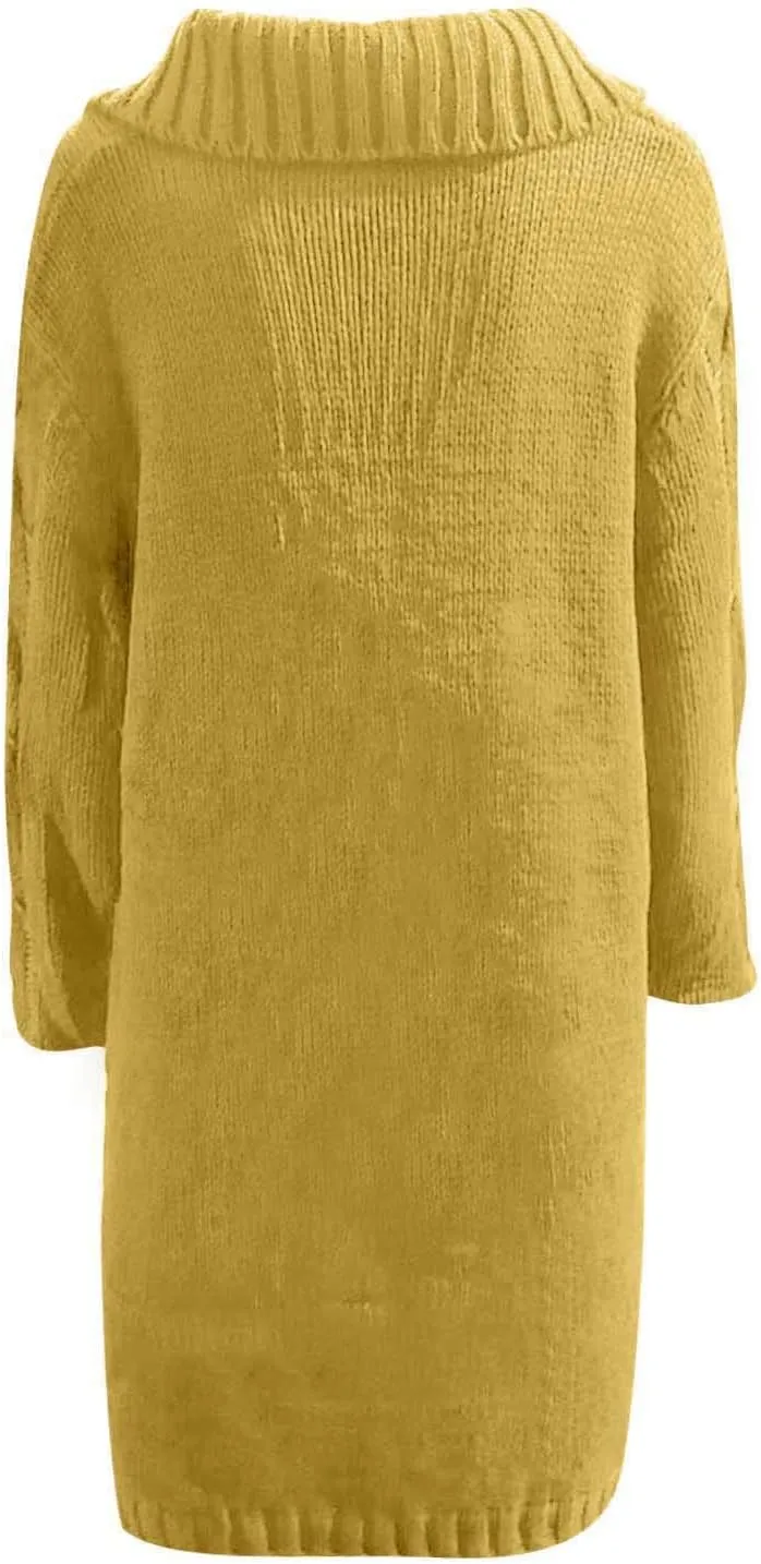 Womens Thick Hooded Sweaters Oversized Open Front Knit Cardigan Coats Button Long Sleeve Cardigans Jacket with Pocket