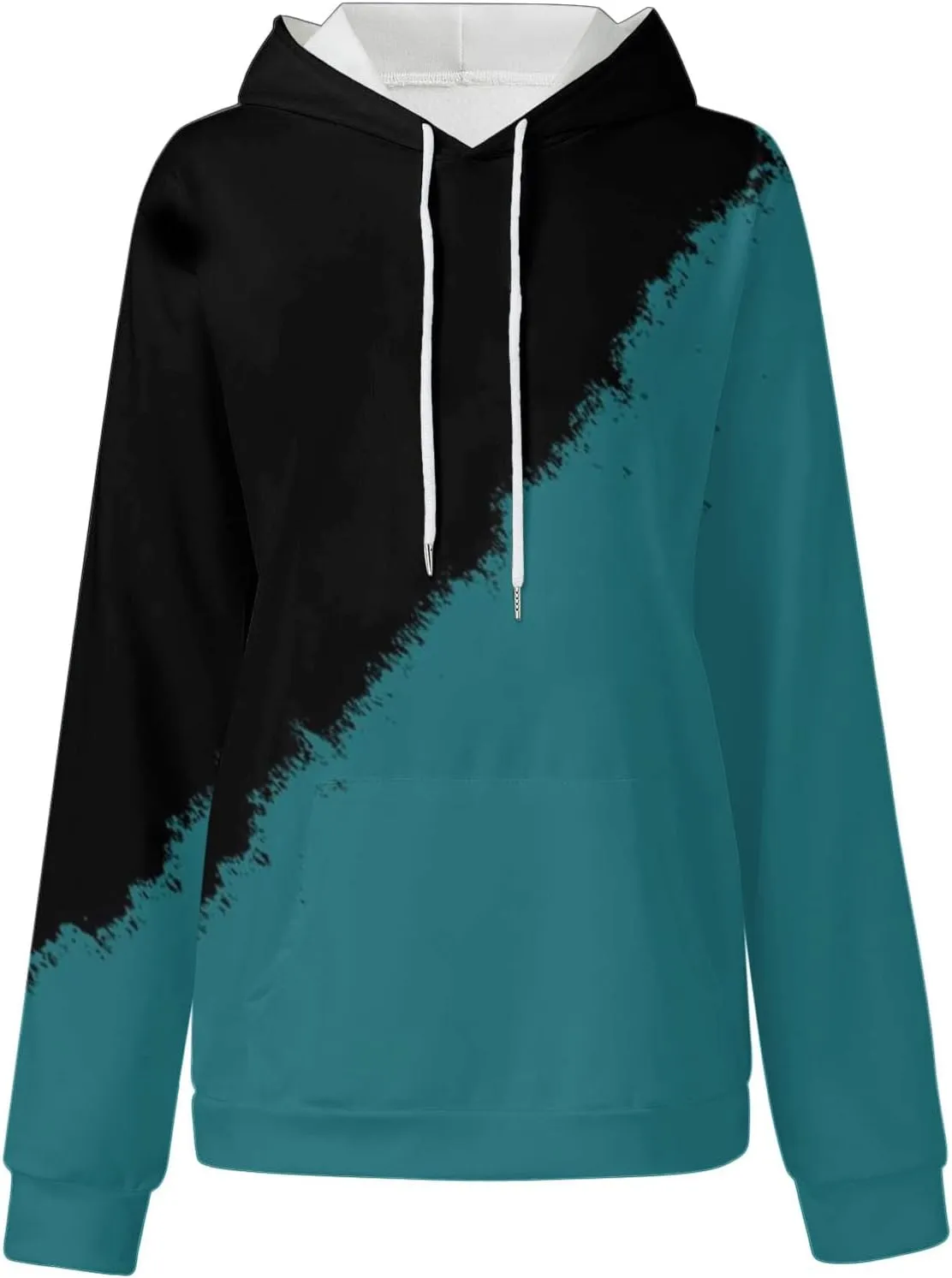 Women's Tie Dye Hoodies Fall Long Sleeve Casual Color Block Oversized Pullover Sweatshirt with Pocket