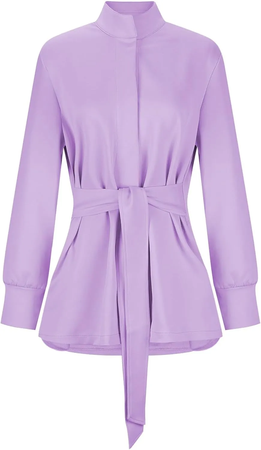 Womens Trench Coat, Mid Long Elegant Outerwear Coats Classic Trendy Overcoats Lapel Winter Solid Jackets with Belt