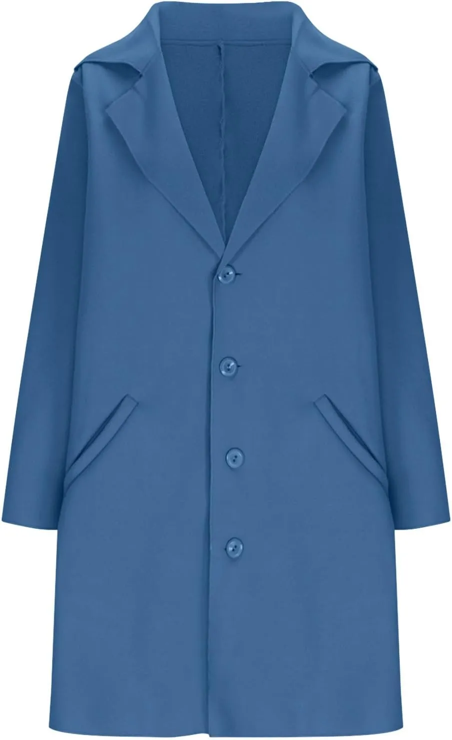 Women's Trench Coats Single Breasted Long Coat Notch Lapel Pea Coat Plus Size Wool Blend Coats Fall Winter Outfits