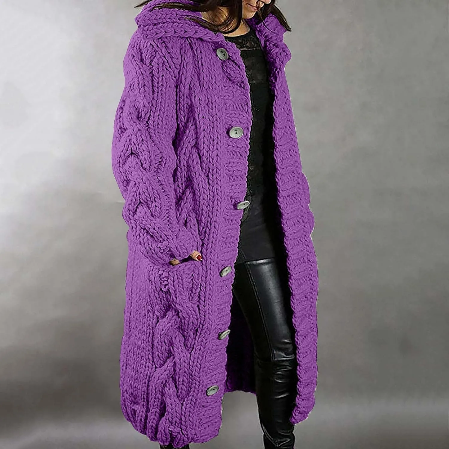 Women's Trench Coats Sleeves Long Size Hood Coat Pocket Large Women Breasted Women's Coat Overcoat with Belt