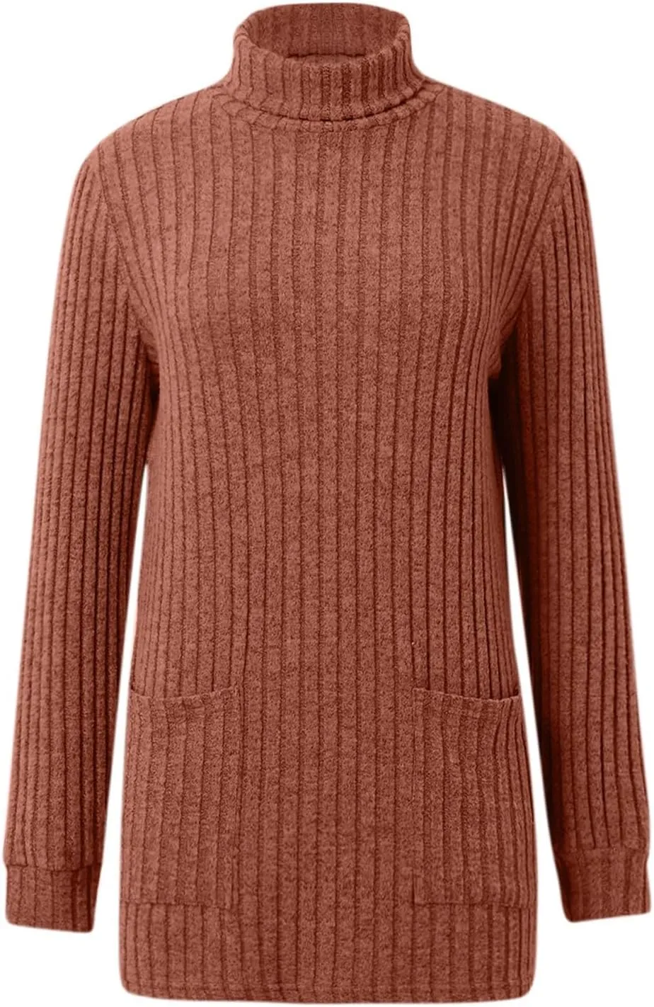 Womens Tunic Tops Sweater Turtleneck Long Sleeve Shirts Oversized Sweaters Pullover with Pockets Fall Fashion 2024