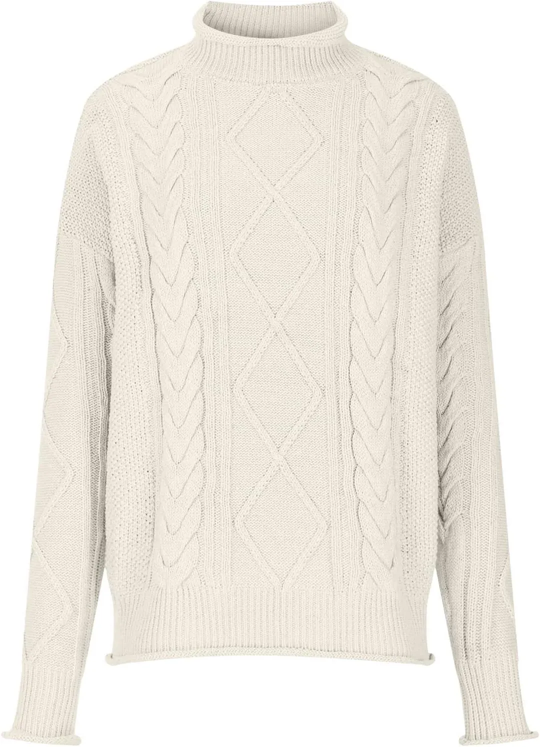 Women's Turtleneck Long Sleeve Loose Oversized Chunky Knitted Pullover Sweater Jumper Tops Fall Casual Solid Sweaters