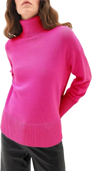 Women's Turtleneck Oversize Pullover Sweaters Winter Soft Warm Knitted Sweaters with Side Slit