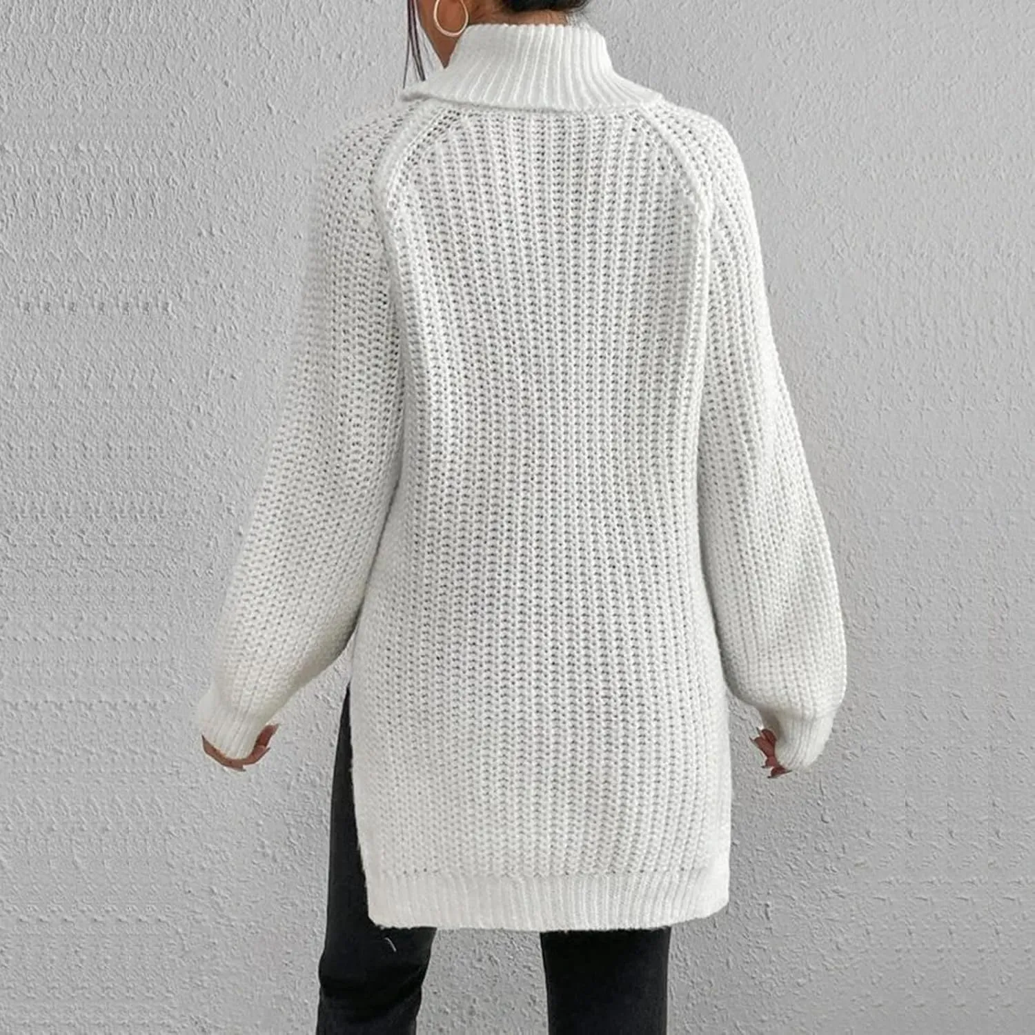 Women's Turtleneck Pullover Sweaters 2024 Oversized Long Sleeve High Neck Knitted Casual Fall Winter Tops Sweaters