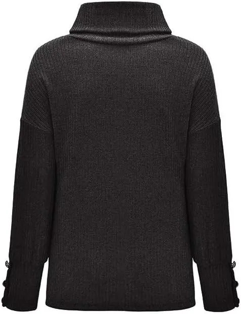 Women's Turtleneck Pullover Sweaters Oversized Chunky Knit Sweater Cowl Neck Long Sleeve Winter Slouchy Jumper Tops