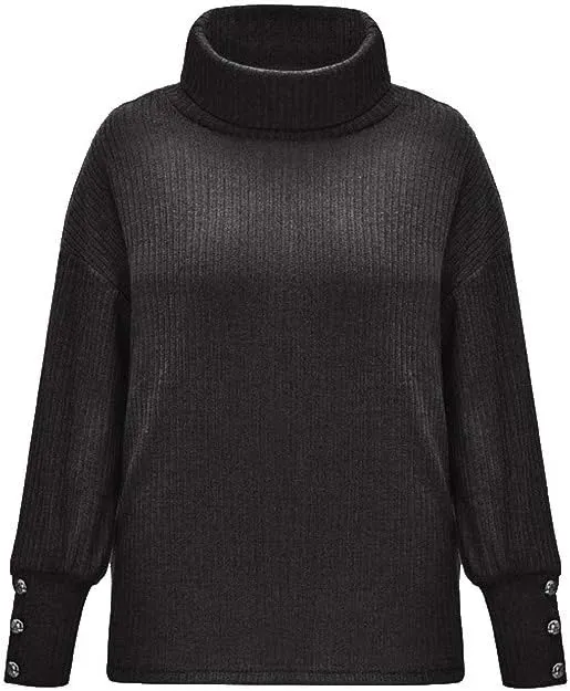 Women's Turtleneck Pullover Sweaters Oversized Chunky Knit Sweater Cowl Neck Long Sleeve Winter Slouchy Jumper Tops
