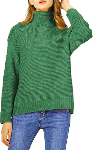 Womens Turtleneck Sweater Knit Long Sleeve Casual Shirts Fashion Fall Outfits Solid Color Layer Chunky Blouse