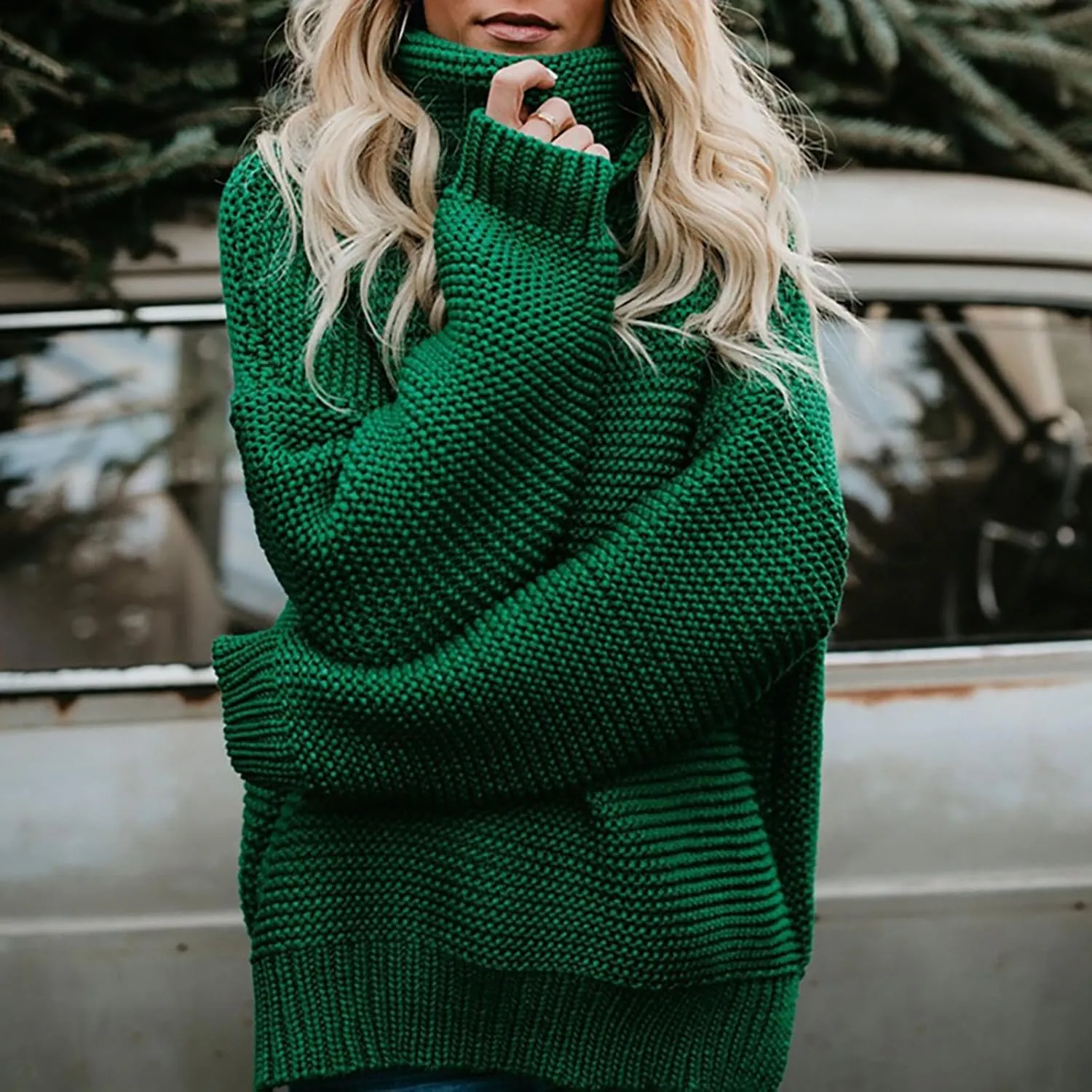 Womens Turtleneck Sweater Knit Long Sleeve Casual Shirts Fashion Fall Outfits Solid Color Layer Chunky Blouse