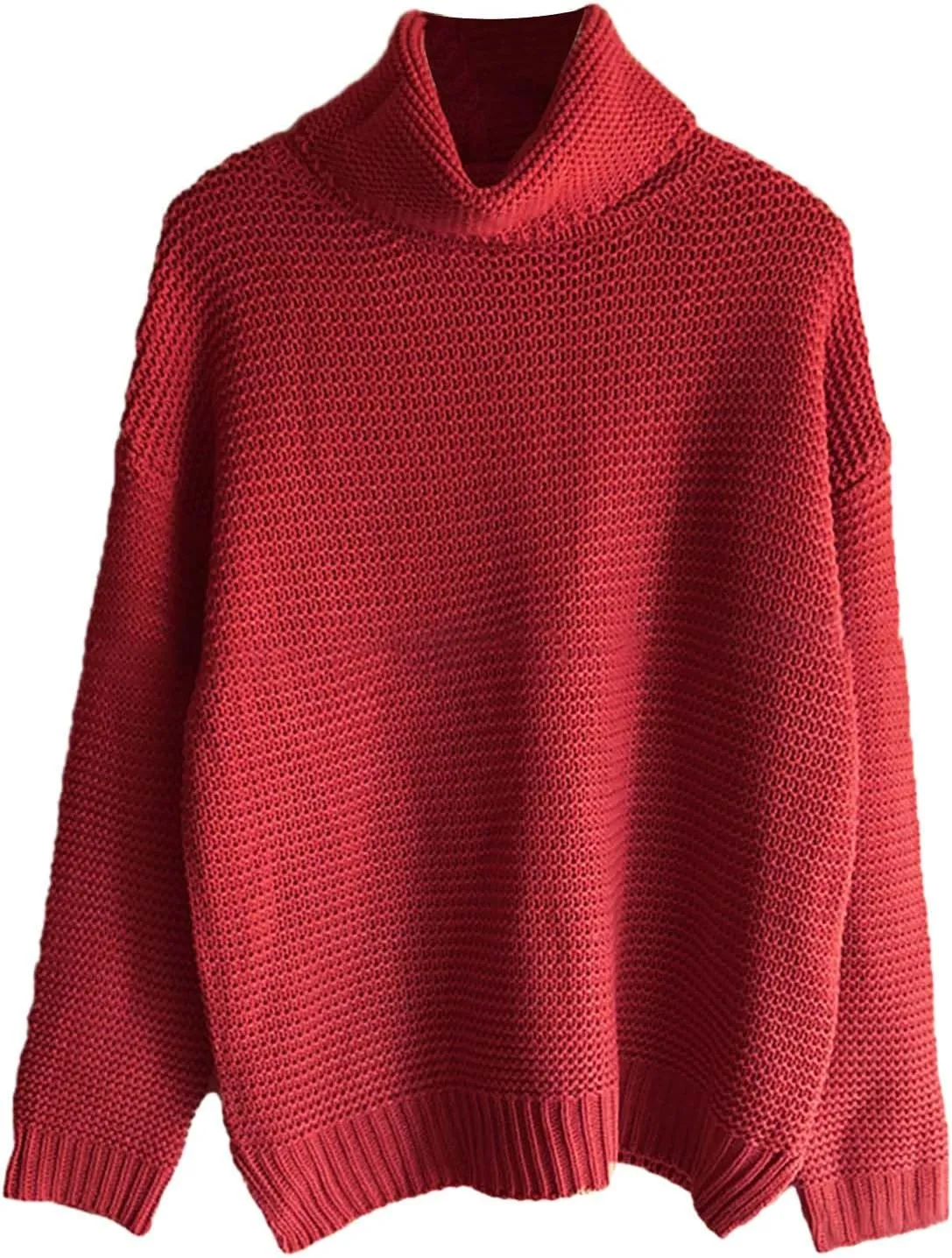 Womens Turtleneck Sweater Knit Long Sleeve Casual Shirts Fashion Fall Outfits Solid Color Layer Chunky Blouse