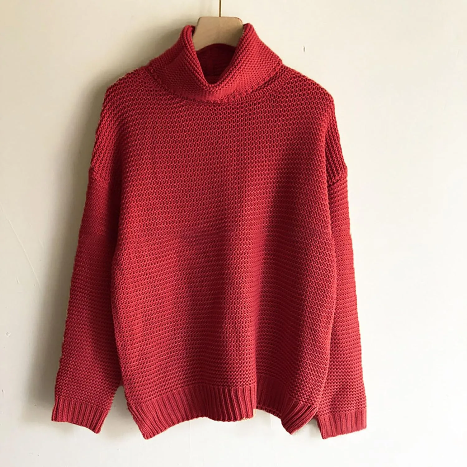 Womens Turtleneck Sweater Knit Long Sleeve Casual Shirts Fashion Fall Outfits Solid Color Layer Chunky Blouse