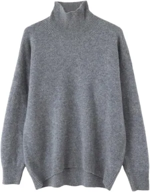 Womens Turtleneck Sweater Loose Casual Jumpers Soft Comfy Oversized Knitted Pullover Tops