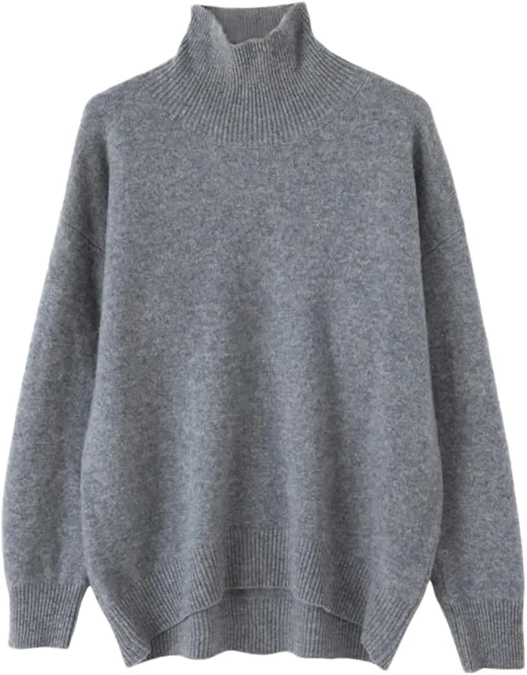 Womens Turtleneck Sweater Loose Casual Jumpers Soft Comfy Oversized Knitted Pullover Tops