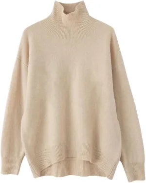 Womens Turtleneck Sweater Loose Casual Jumpers Soft Comfy Oversized Knitted Pullover Tops