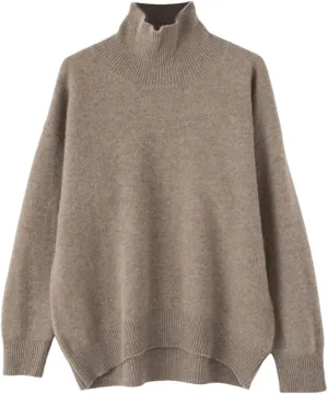 Womens Turtleneck Sweater Loose Casual Jumpers Soft Comfy Oversized Knitted Pullover Tops
