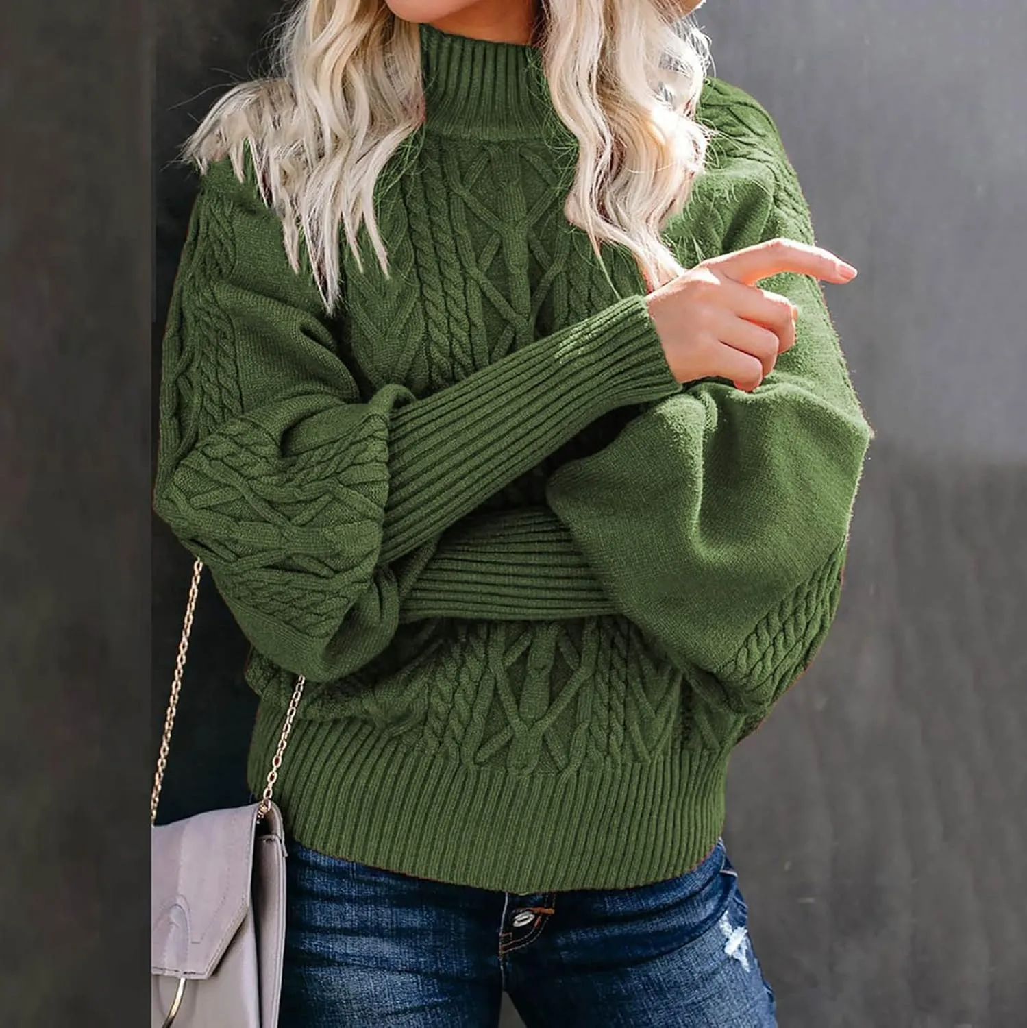 Womens Turtleneck Sweaters Casual Oversized Winter Chunky Sweaters Cozy Cable Knit Sweater Pullover Jumper Soft Tops