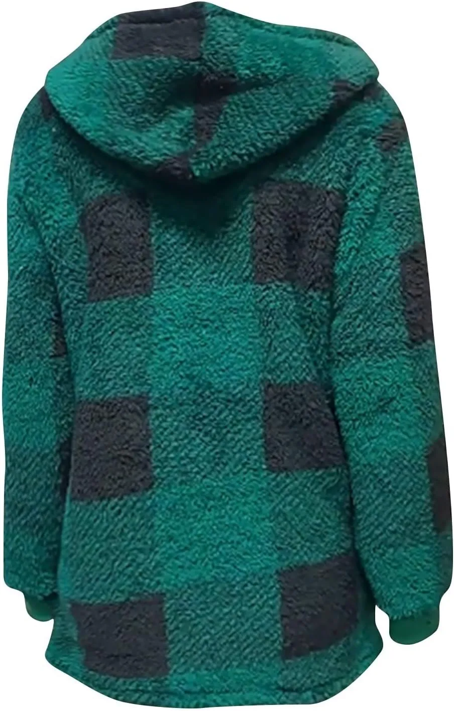 Womens Winter Jackets Plus Size Zip Up Soft Plush Hoodies Sherpa Cardigan Plaid Packable Coats With Pockets Clothes
