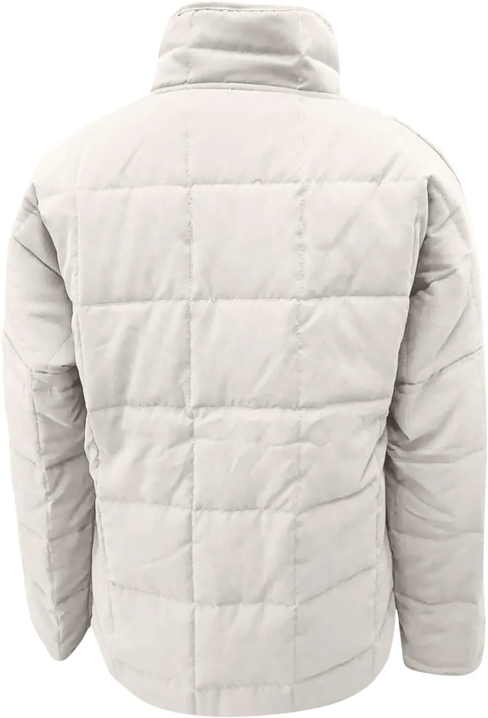 Womens Winter Quilted Coats 2023 Lightweight Long Sleeve Zip/Button Up Short Padded Down Coat Outwear, Pocket