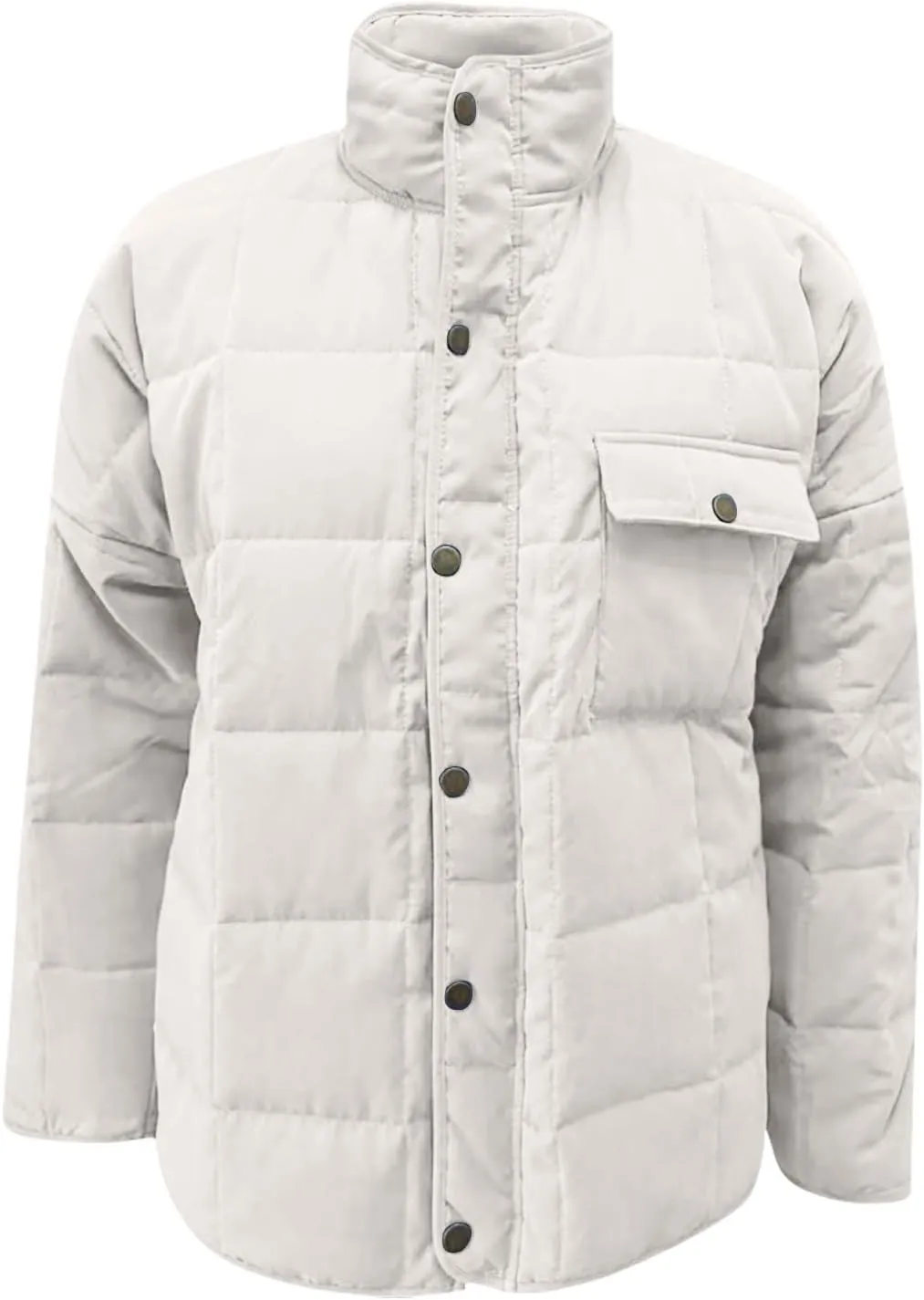 Womens Winter Quilted Coats 2023 Lightweight Long Sleeve Zip/Button Up Short Padded Down Coat Outwear, Pocket