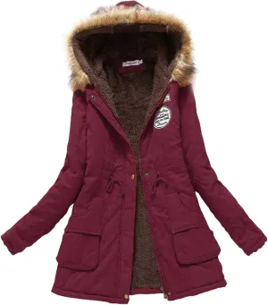 Womens Winter Warm Coats Sherpa Lined Hooded Parkas Jackets Thickened Windproof Outerwear with Fur Hood Plus Size