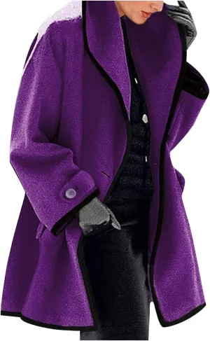 Womens Wool Blend Coat Single Breasted Trench Jackets with Hood Open Front Wool Coat Wool Blend Trench
