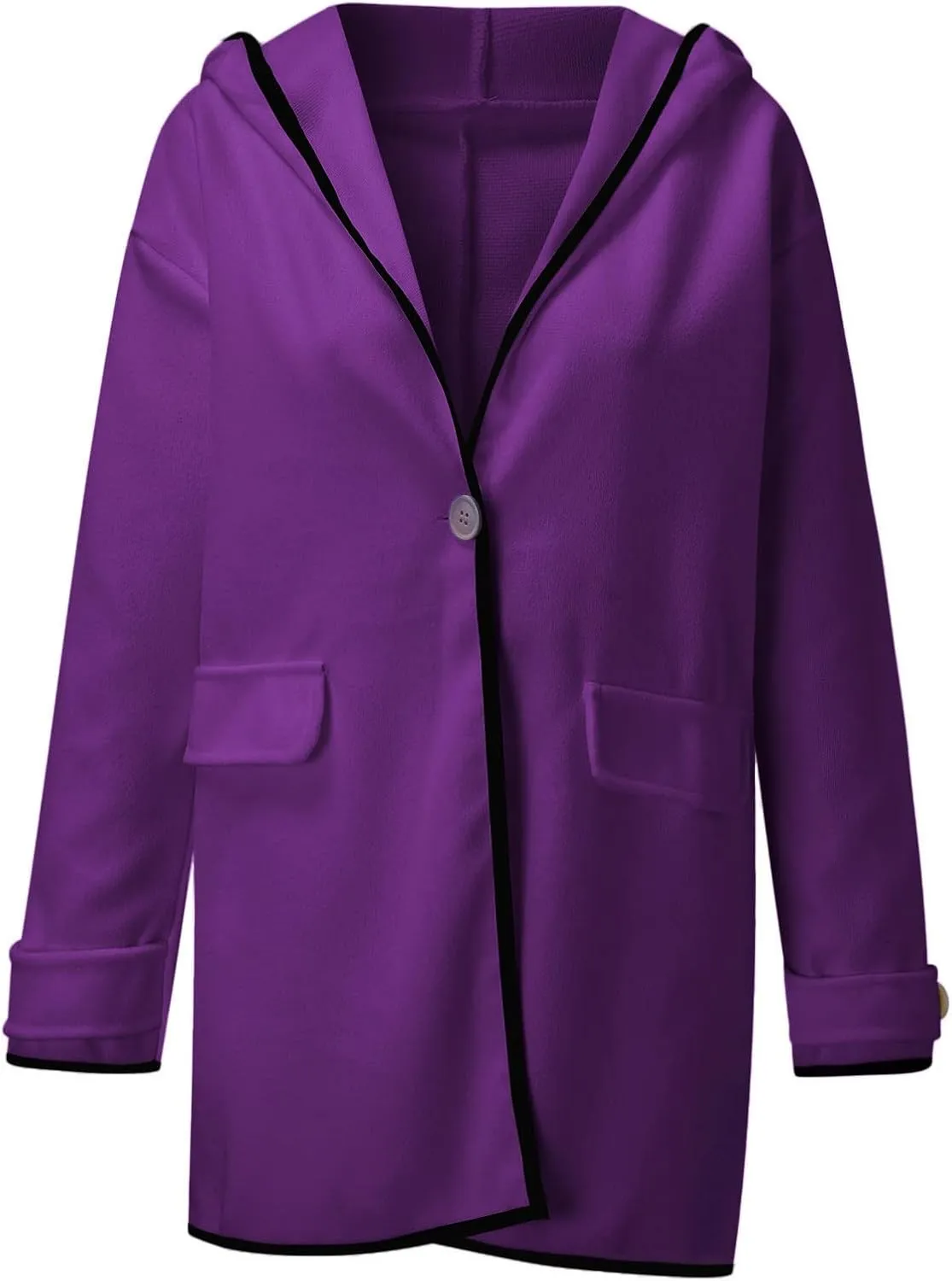 Womens Wool Blend Coat Single Breasted Trench Jackets with Hood Open Front Wool Coat Wool Blend Trench
