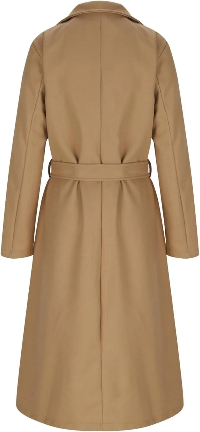 Women's Wool Blend Trench Coat Winter Jackets Mid Long Warm Pea Coats Dressy Casual Double Breasted Overcoat & Pocket