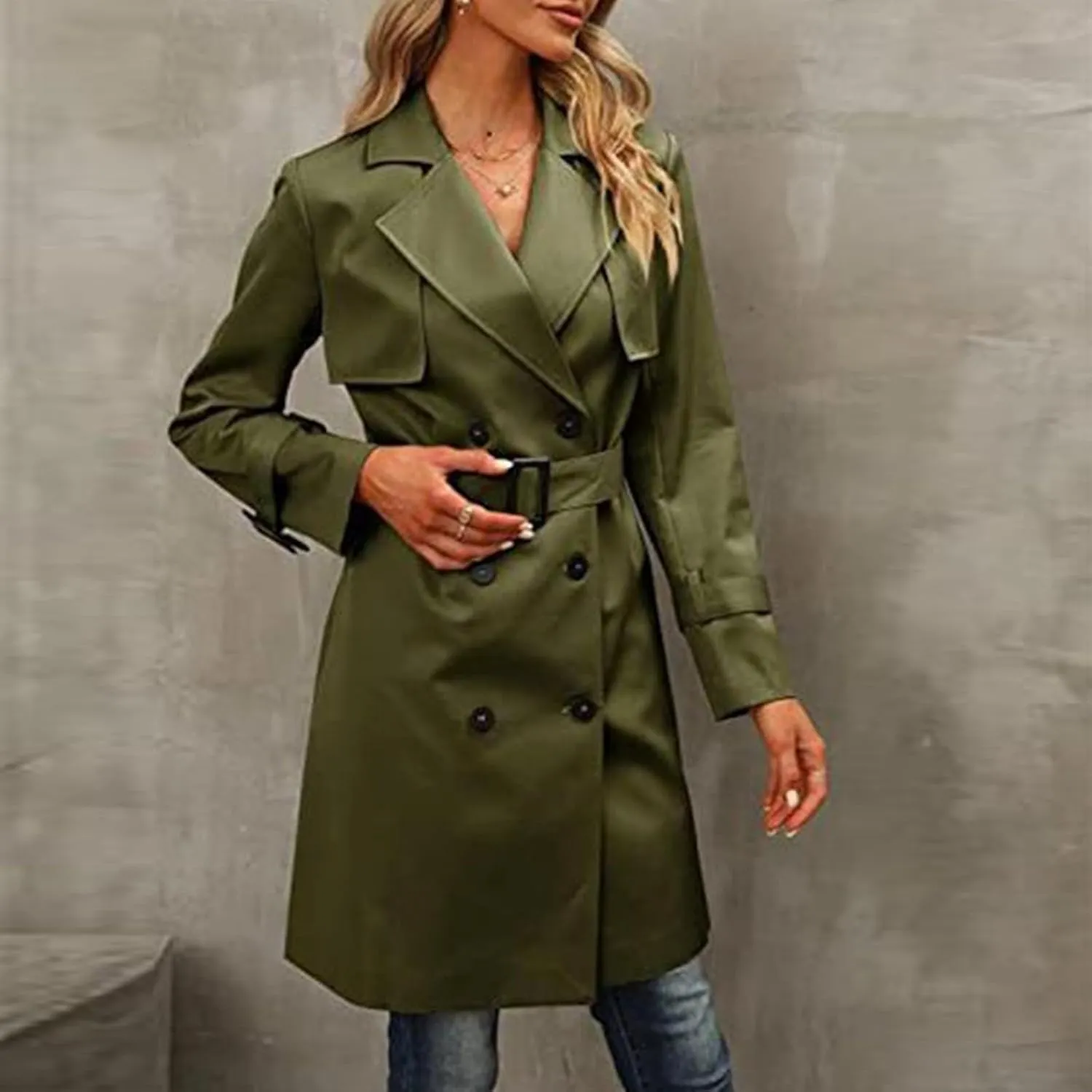 Women's Wool Coats Fashion Autumn And Winter Long-Sleeved Lapel Tweed Coat Windbreaker Jacket, M-3XL