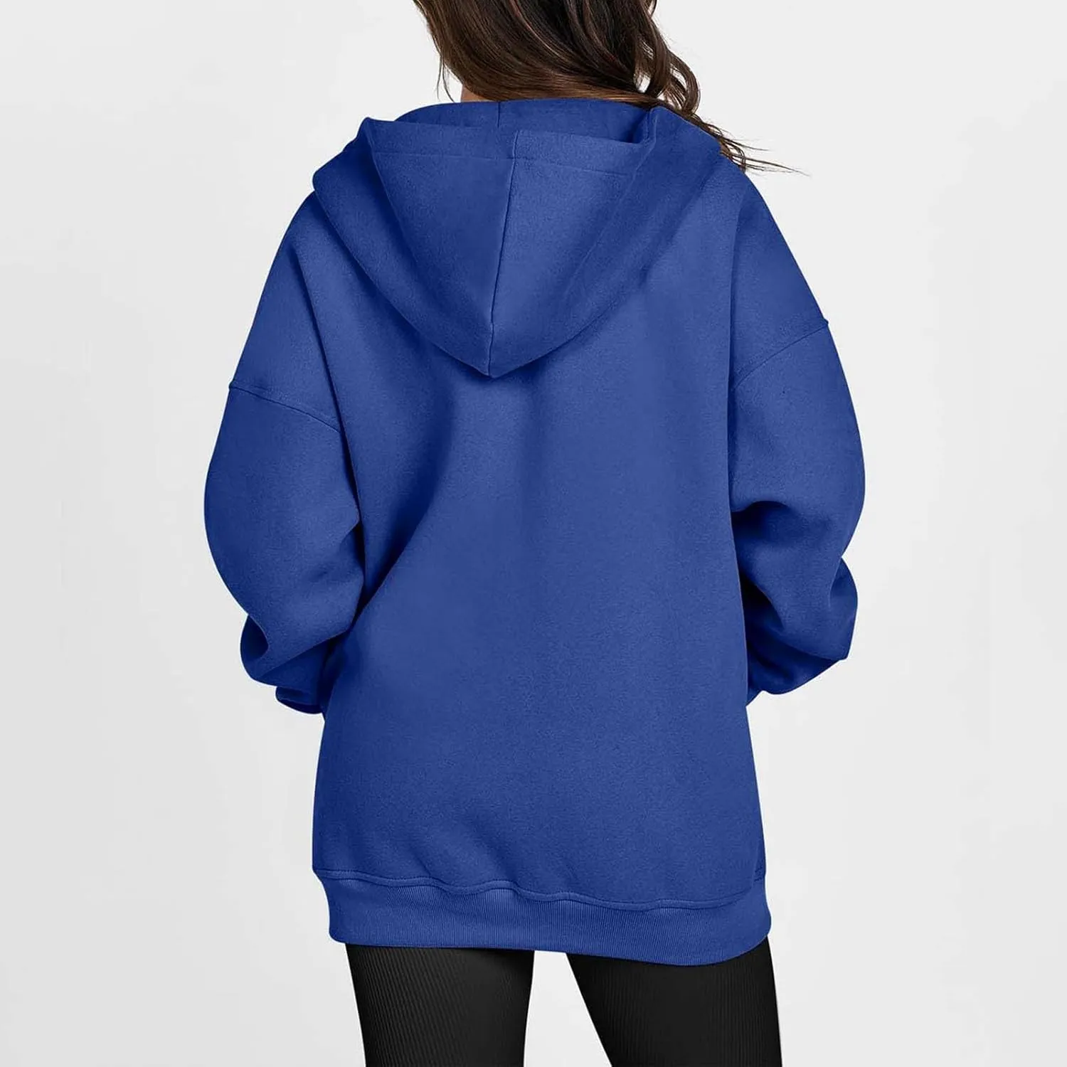 Womens Zip Up Hoodies Vintage Oversized Drop Shoulder Long Sleeve Hooded Warm Jackets Winter Fleece Lined Hoodie Coat