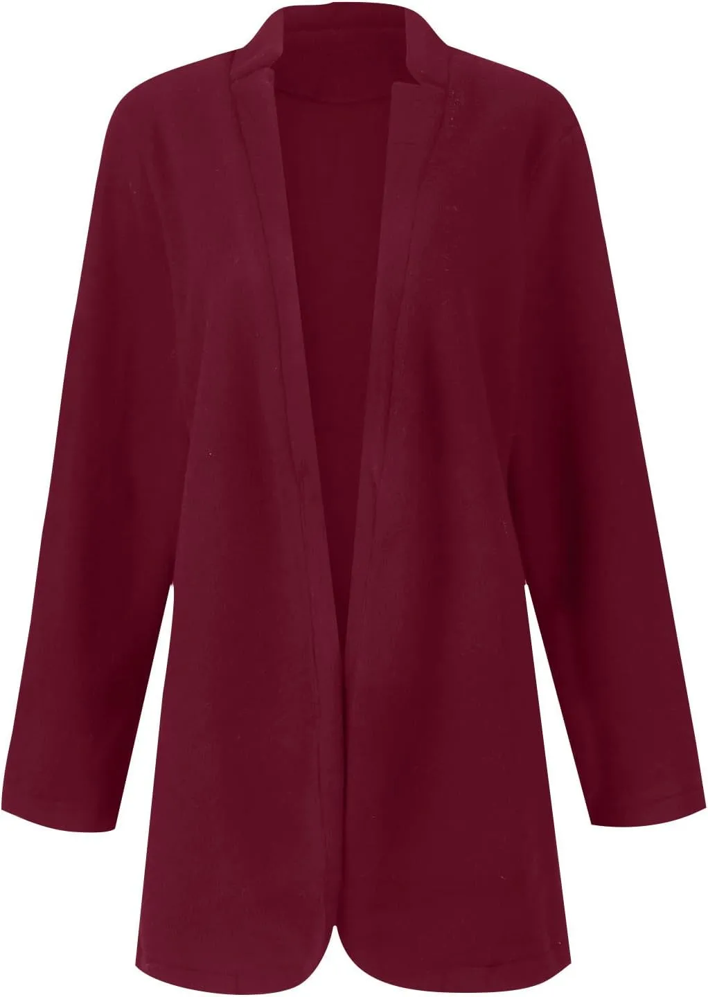 Wool Coats for Women Casual Notch Lapel Open Front Cardigan Outwear Mid Length Solid Color Pea Trench Coat 2023