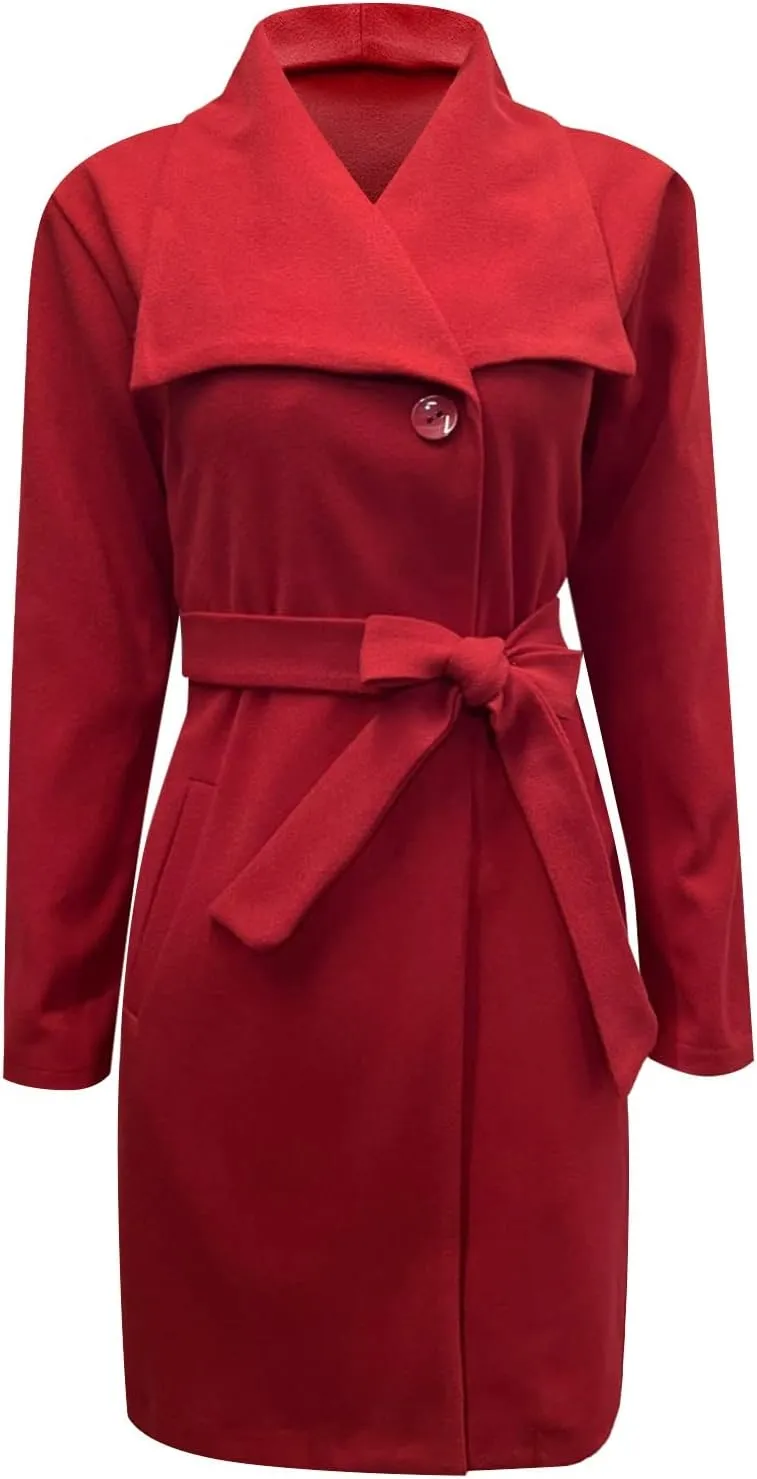 Woolen Women's Overcoat Solid Peacoat Casual 2023 Winter Fall Long Sleeve Shawl Collar Coats Trench Coat Trendy Warm