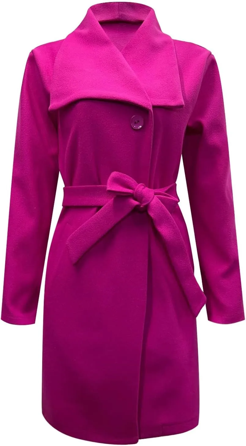 Woolen Women's Overcoat Solid Peacoat Casual 2023 Winter Fall Long Sleeve Shawl Collar Coats Trench Coat Trendy Warm