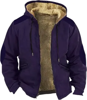 Yesunpxs Winter Jackets for Men Heavyweight Sweatshirt Jacket Zip Up Sweatshirt Fleece Sherpa Lined Hoodie Coat with Pockets