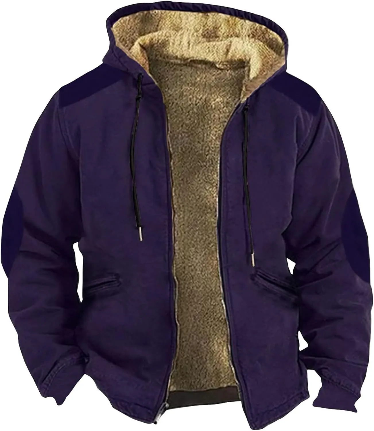 Yesunpxs Winter Jackets for Men Heavyweight Sweatshirt Jacket Zip Up Sweatshirt Fleece Sherpa Lined Hoodie Coat with Pockets