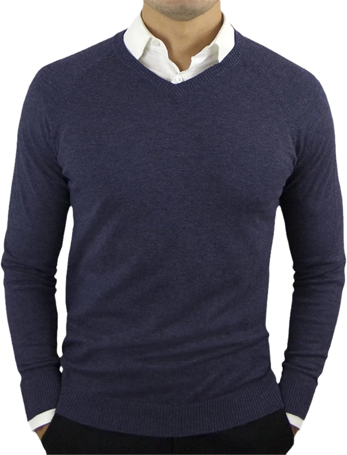 Yiqinyuan Green Mens V Neck Sweater Slim Fit Solid Color Lightweight Knitted Pullover Sweaters Mens Breathable Soft Sweaters