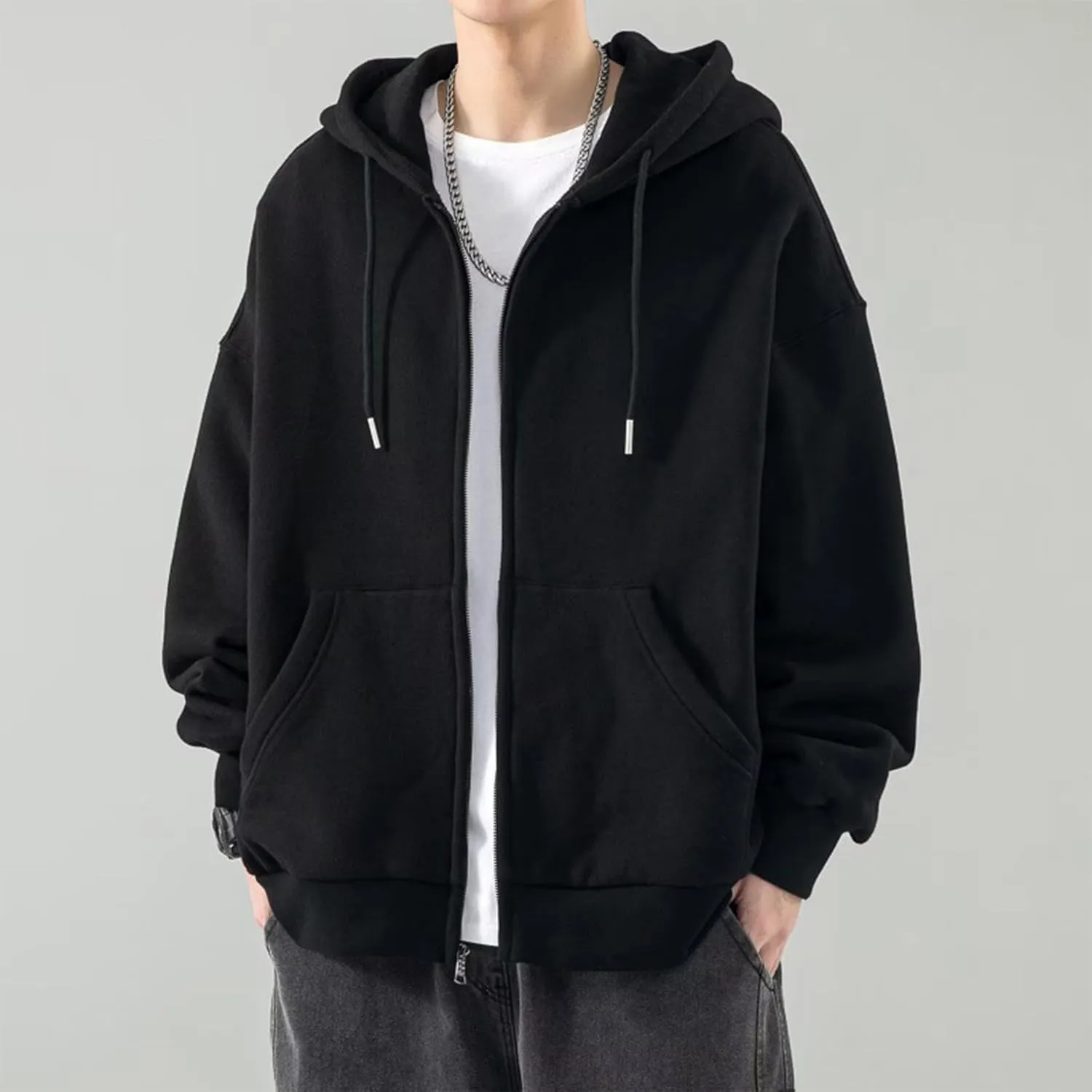 Ymosrh Men's Fashion Hoodies Long Sleeve Zip Up Hooded Sweatshirts with Pockets Gym Training Hoodie Jacket Coat, M-3XL