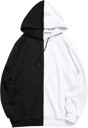 Ymosrh Men's Novelty Hoodies Sweatshirt Long Sleeve Color Block Hoodie Pullover Sweaters, S-2XL
