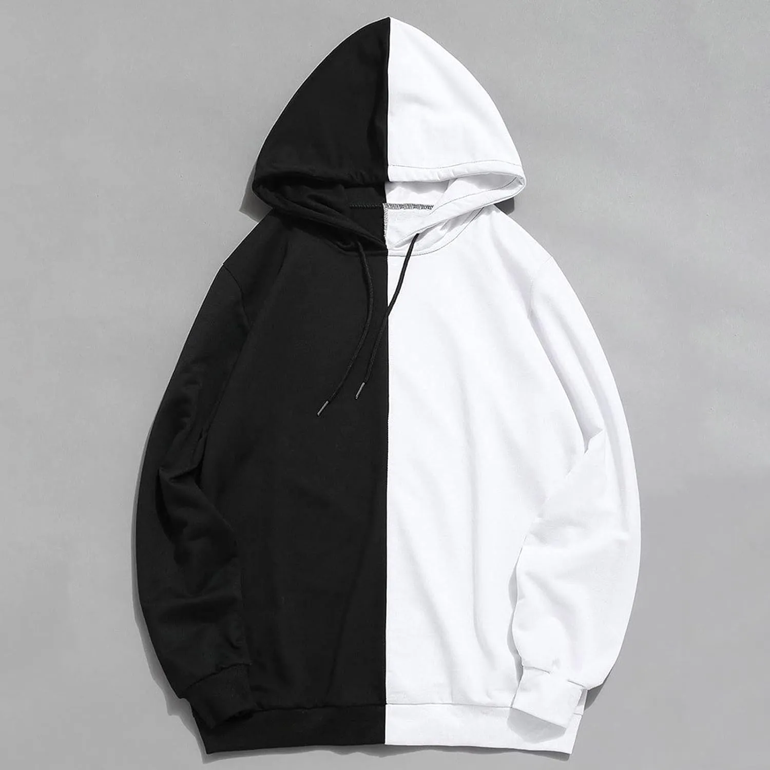 Ymosrh Men's Novelty Hoodies Sweatshirt Long Sleeve Color Block Hoodie Pullover Sweaters, S-2XL