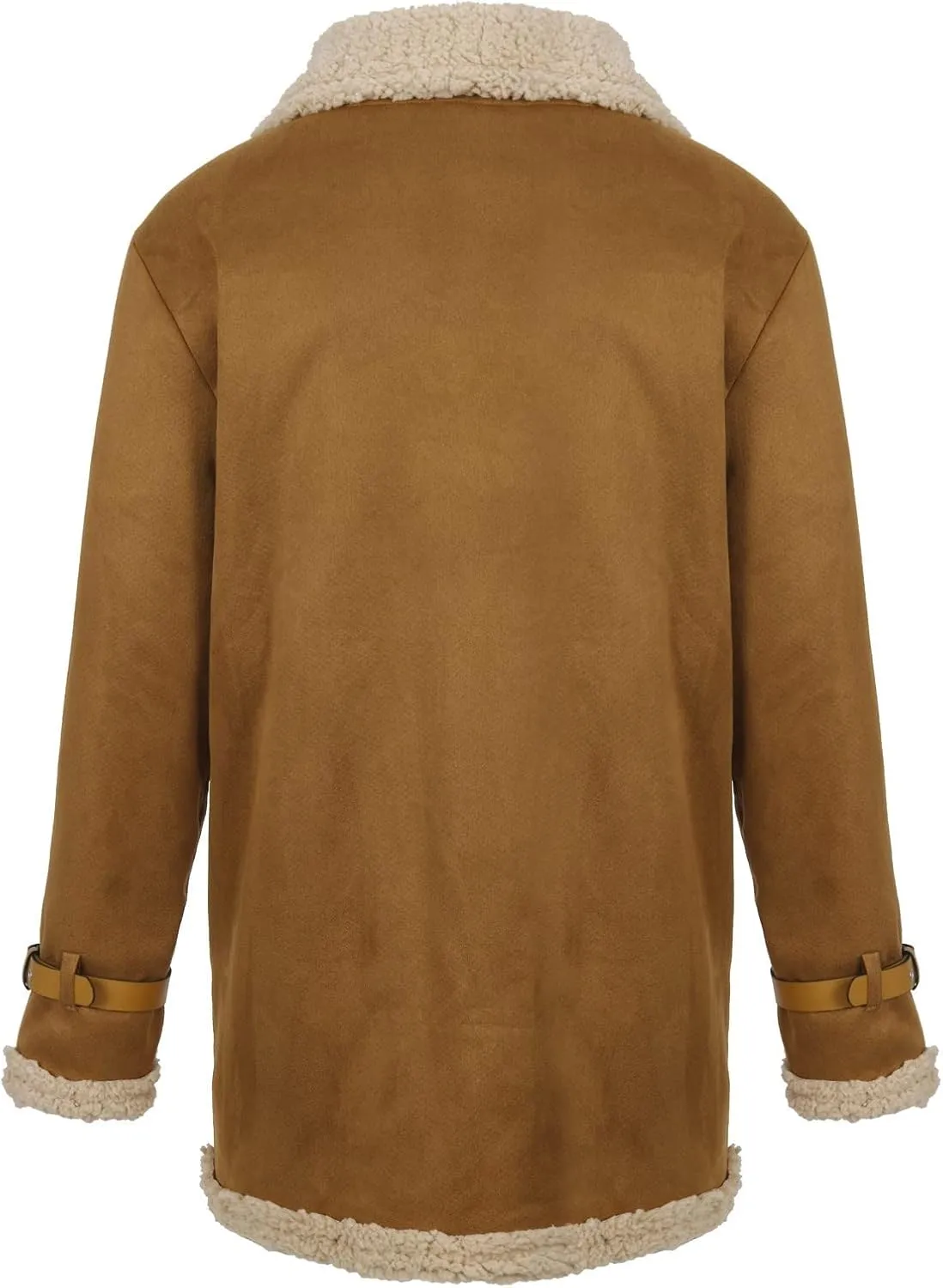 Ymosrh Men's Trench Coat Sherpa Lined Overcoat Lapel Long Jacket Coat Outwear, M-5XL