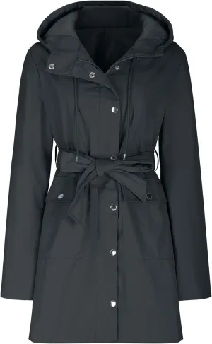 YRAETENM Rain Jacket Women Lightweight Lapel Waterproof Hooded Trench Coats Active Outdoor Belted Windbreaker with Pockets