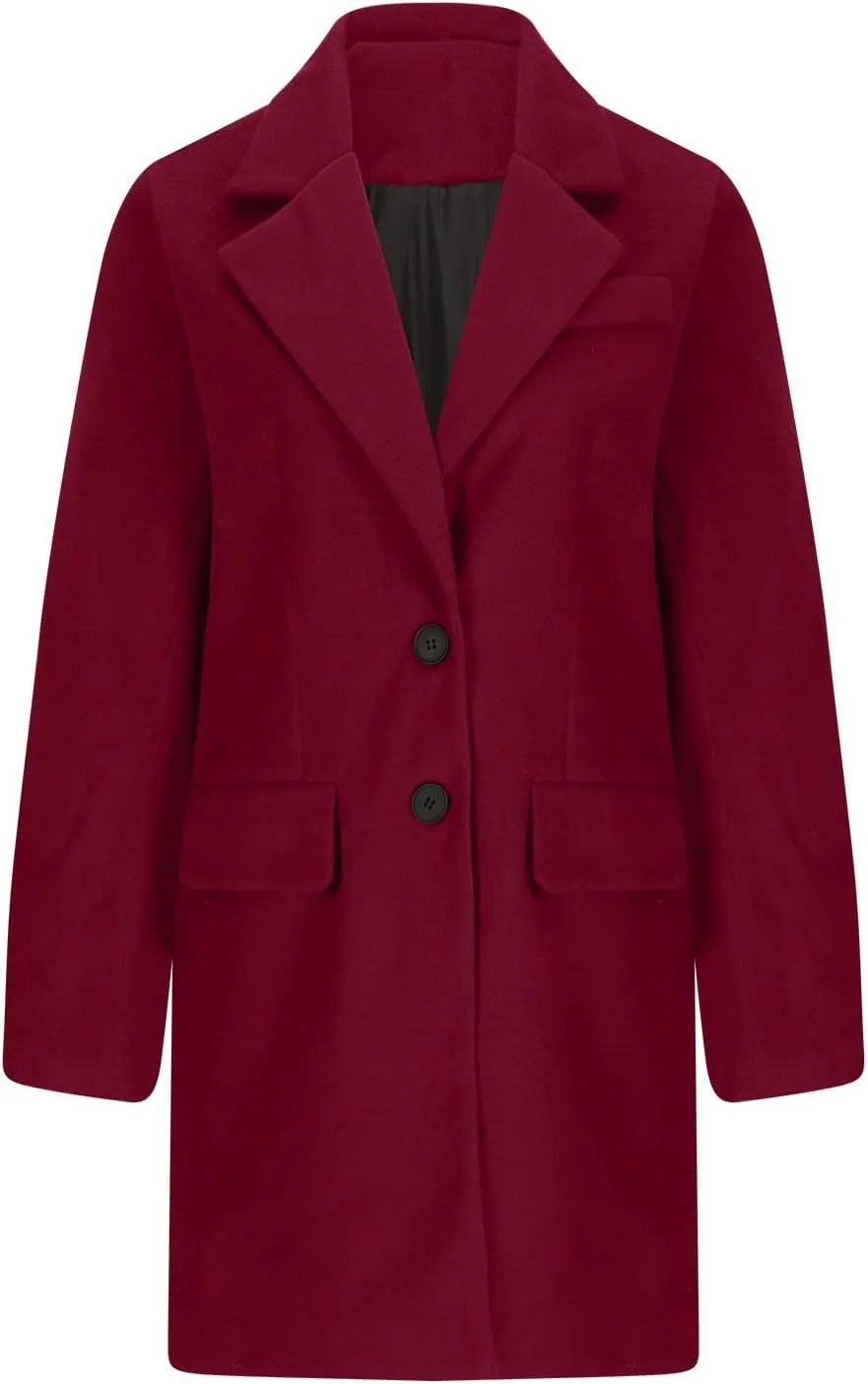 YRAETENM Women's Wool Blend Pea Coats Winter Casual Lapel Collar Open Front Cardigan Windproof Long Blazer Jackets Outwear