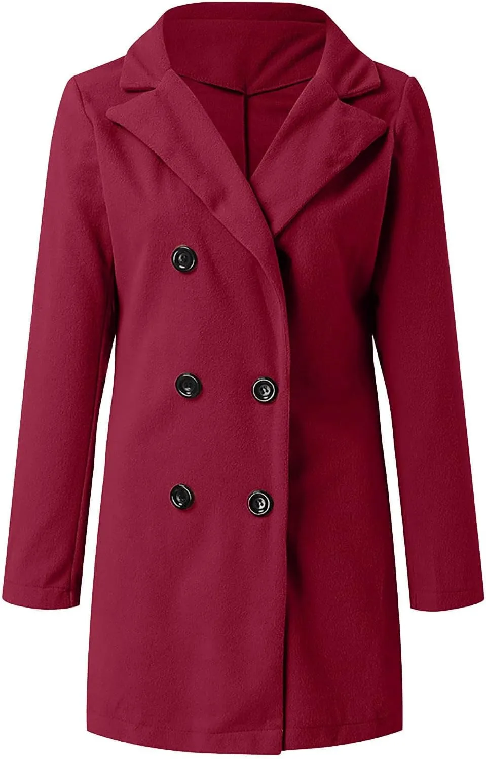 YRAETENM Wool Coats for Women Plus Size Business Notch Lapel Trench Coats Fall Winter Open Front Pea Coats Warm Outwear