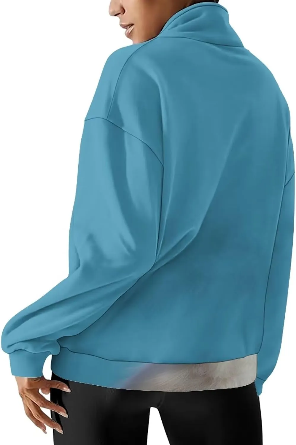 Ystardream Oversized Quarter Zip Sweatshirt Women Half Zip Hoodies Loose Fit